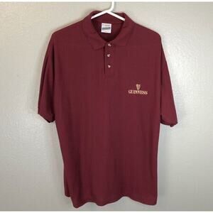 VTG Guinness Screen Stars Casual Size XL Embroidered Red Short Sleeve Polo Shirt